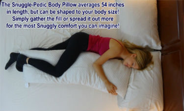 pregnant lady sleeping with the snuggle pedic body pillow