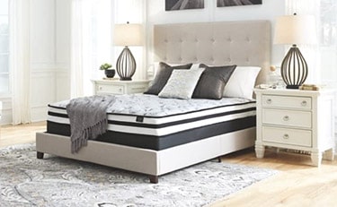 queen size bed with the Ashley Chime mattress